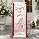 Custom Couple Photo Sketch Line Art Style Wedding Sign - Personalized Welcome Sign