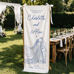 Custom Couple Photo Sketch Line Art Style Wedding Sign - Personalized Welcome Sign