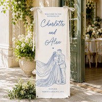Custom Couple Photo Sketch Line Art Style Wedding Sign - Personalized Welcome Sign