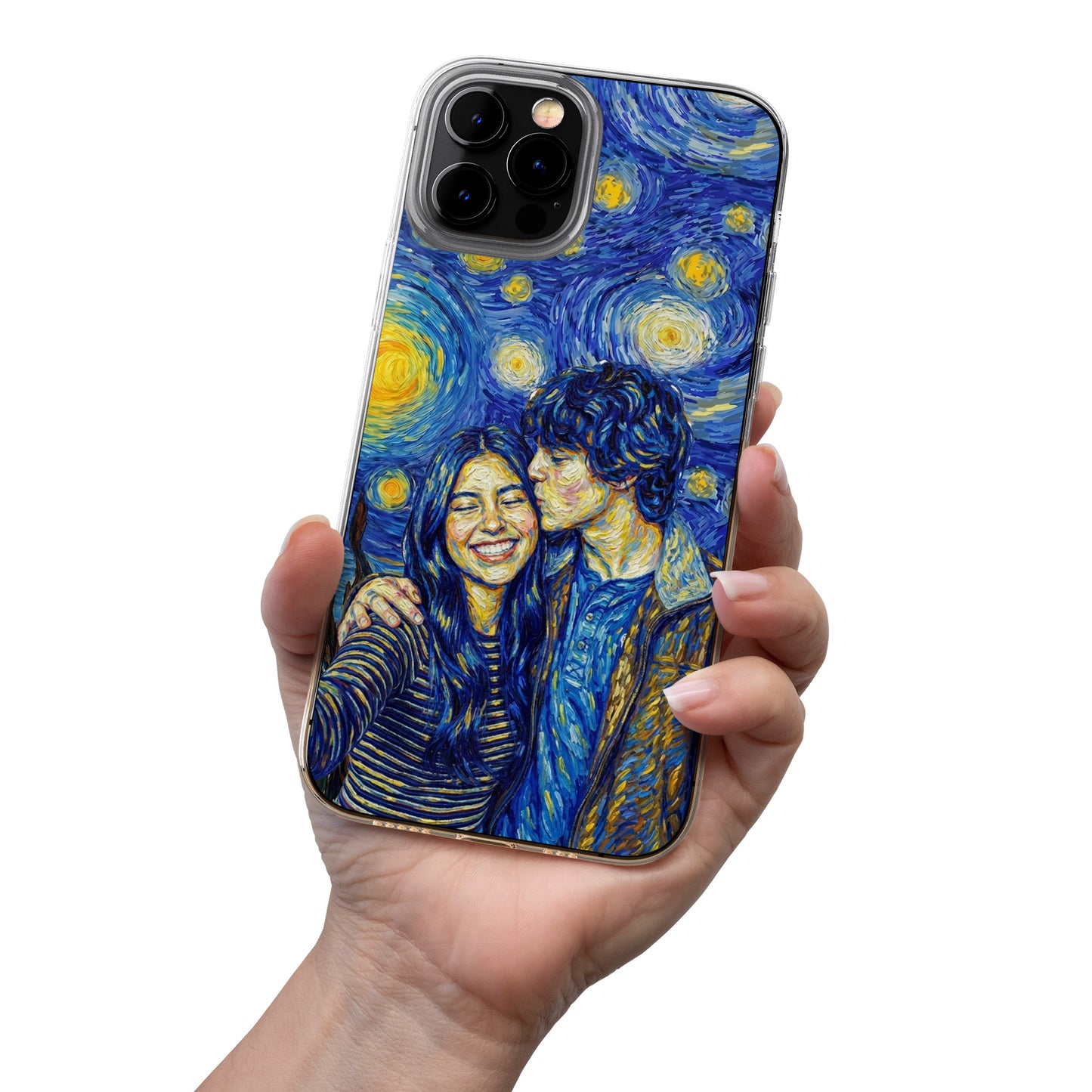 Custom Couple Photo Van Gogh Art Matching Phone Case Anniversary Gifts - Personalized Phone Case