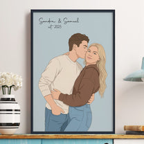 Custom Couple Portrait Anniversary Valentine's Day Gift For Her, Him - Personalized Photo Poster