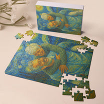 Custom Couple Portrait Van Gogh Art - Personalized Photo Jigsaw Puzzle