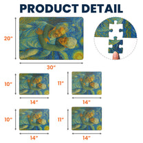 Custom Couple Portrait Van Gogh Art - Personalized Photo Jigsaw Puzzle