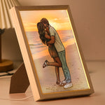 Custom Couple Sketch To Photo Anniversary Valentine's Day Christmas Gifts For Her, Him - Personalized Light Up Frame