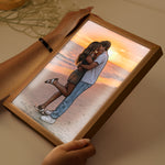 Custom Couple Sketch To Photo Anniversary Valentine's Day Christmas Gifts For Her, Him - Personalized Light Up Frame