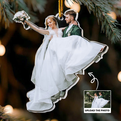 Custom Couple Wedding Christmas Keepsake - Personalized Acrylic Photo Ornament