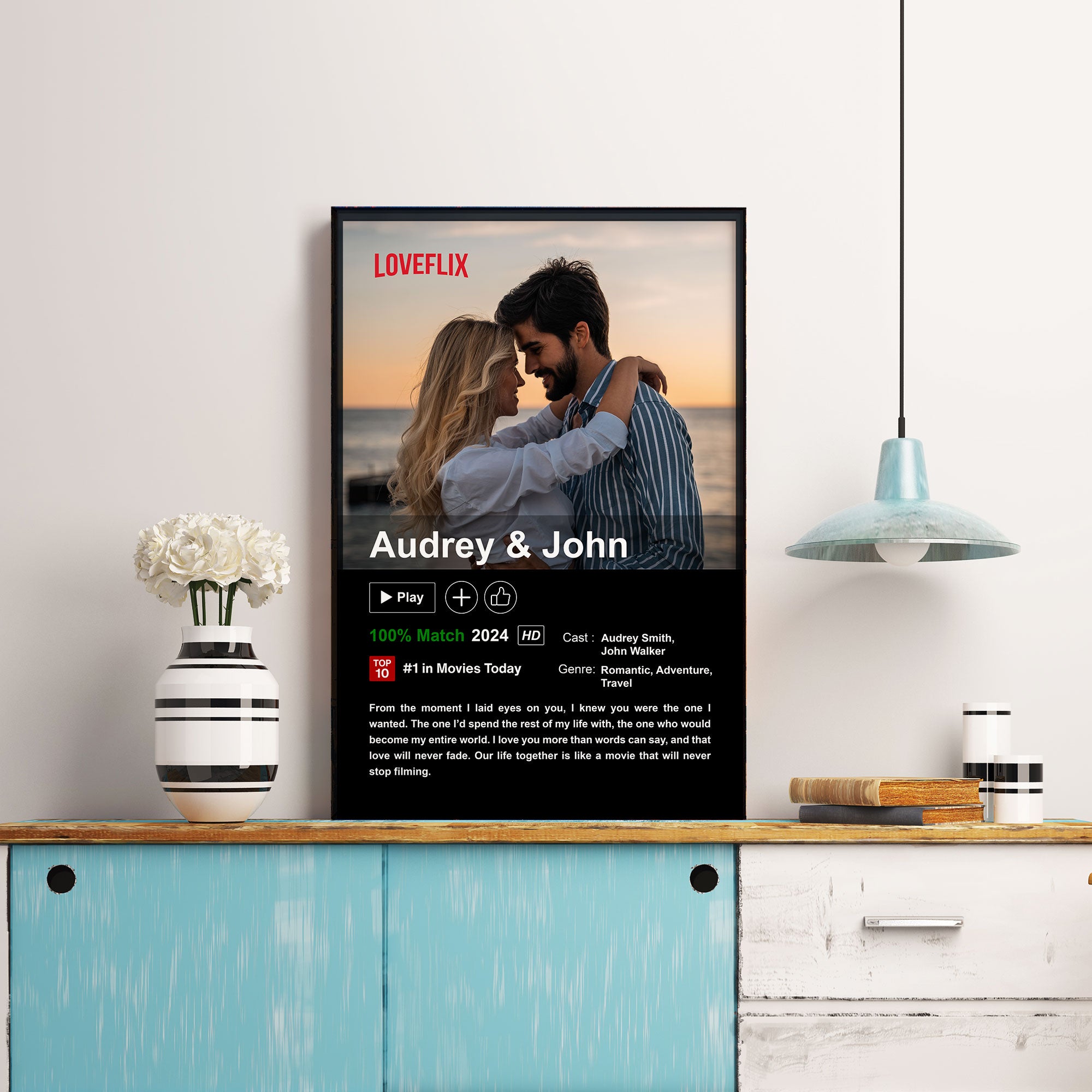 Custom Couples Loveflix Movie Poster - Personalized Photo Poster
