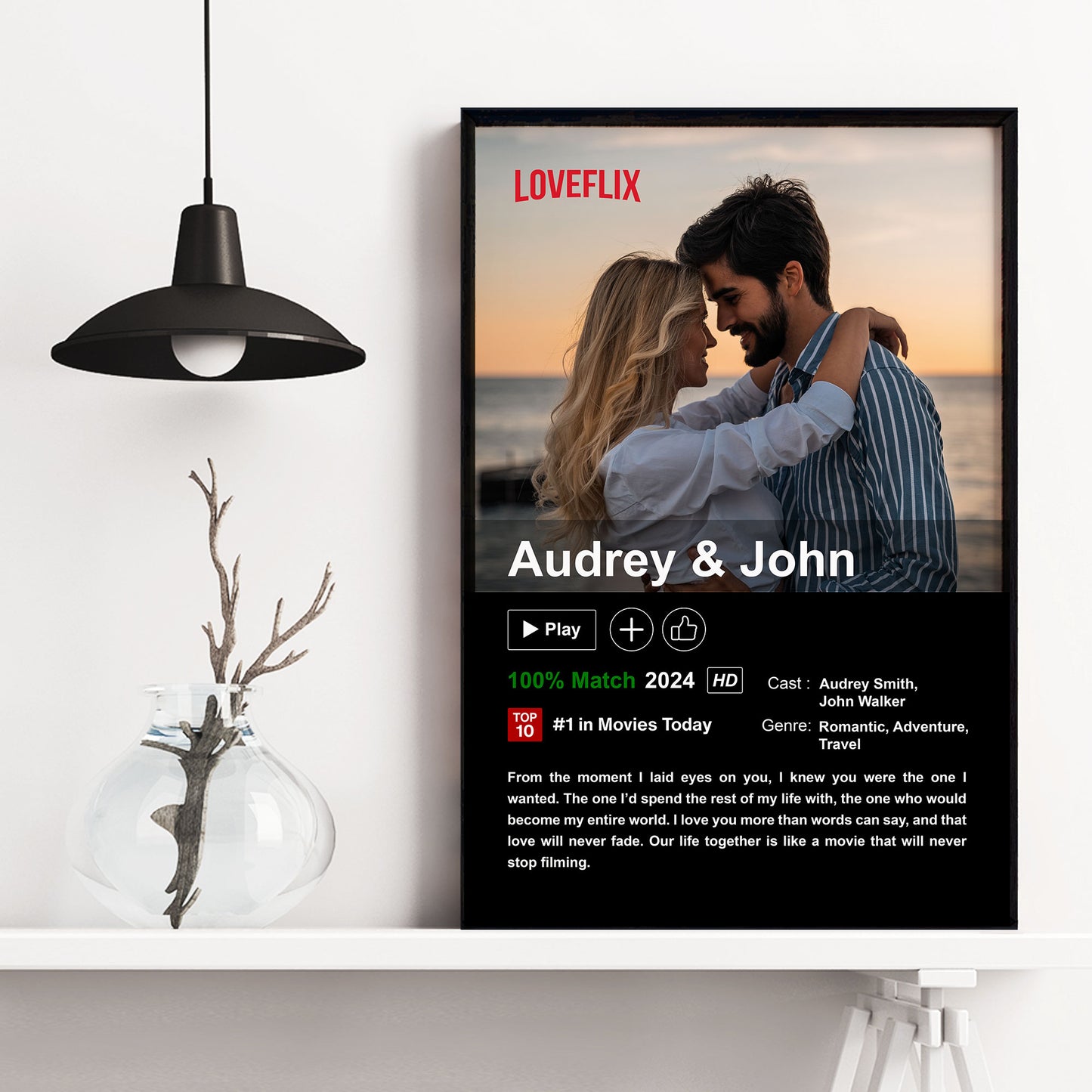 Custom Couples Netflix Movie Poster - Personalized Photo Poster