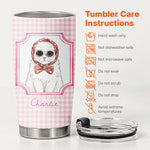 Custom Cup With Pet Photo Watercolor Art Striped Pattern - Personalized Tumbler Cup