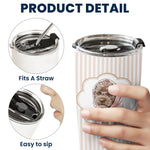 Custom Cup With Pet Photo Watercolor Art Striped Pattern - Personalized Tumbler Cup