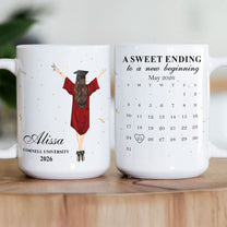 Custom Graduation Day A Sweet Ending To A New Beginning - Personalized Mug