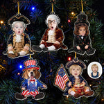 Custom Cute Face Baby First Christmas 250 Anniversary - Personalized Ornament