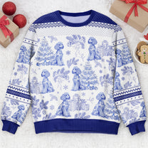 Custom Dog Breeds Christmas Tree - Toile De Jouy - Personalized Ugly Sweater