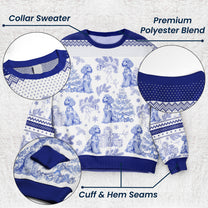 Custom Dog Breeds Christmas Tree - Toile De Jouy - Personalized Ugly Sweater