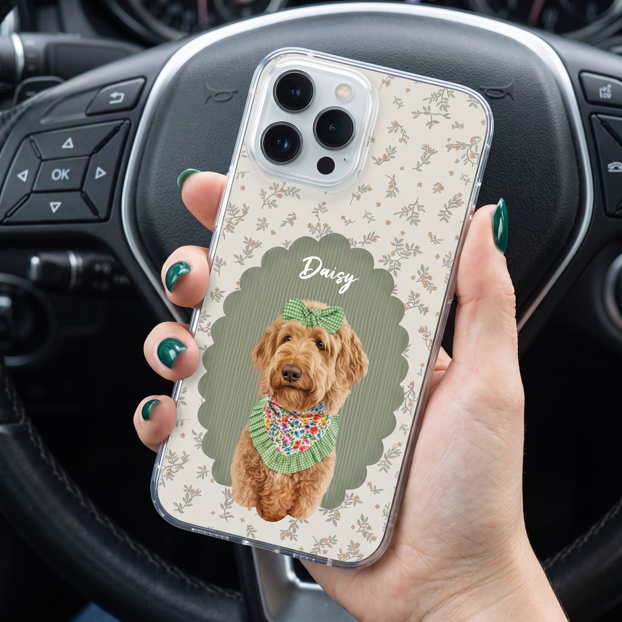 Custom Dog Cat Portrait - Turn Pet Photo Into Art - Retro Frame - Personalized Phone Case