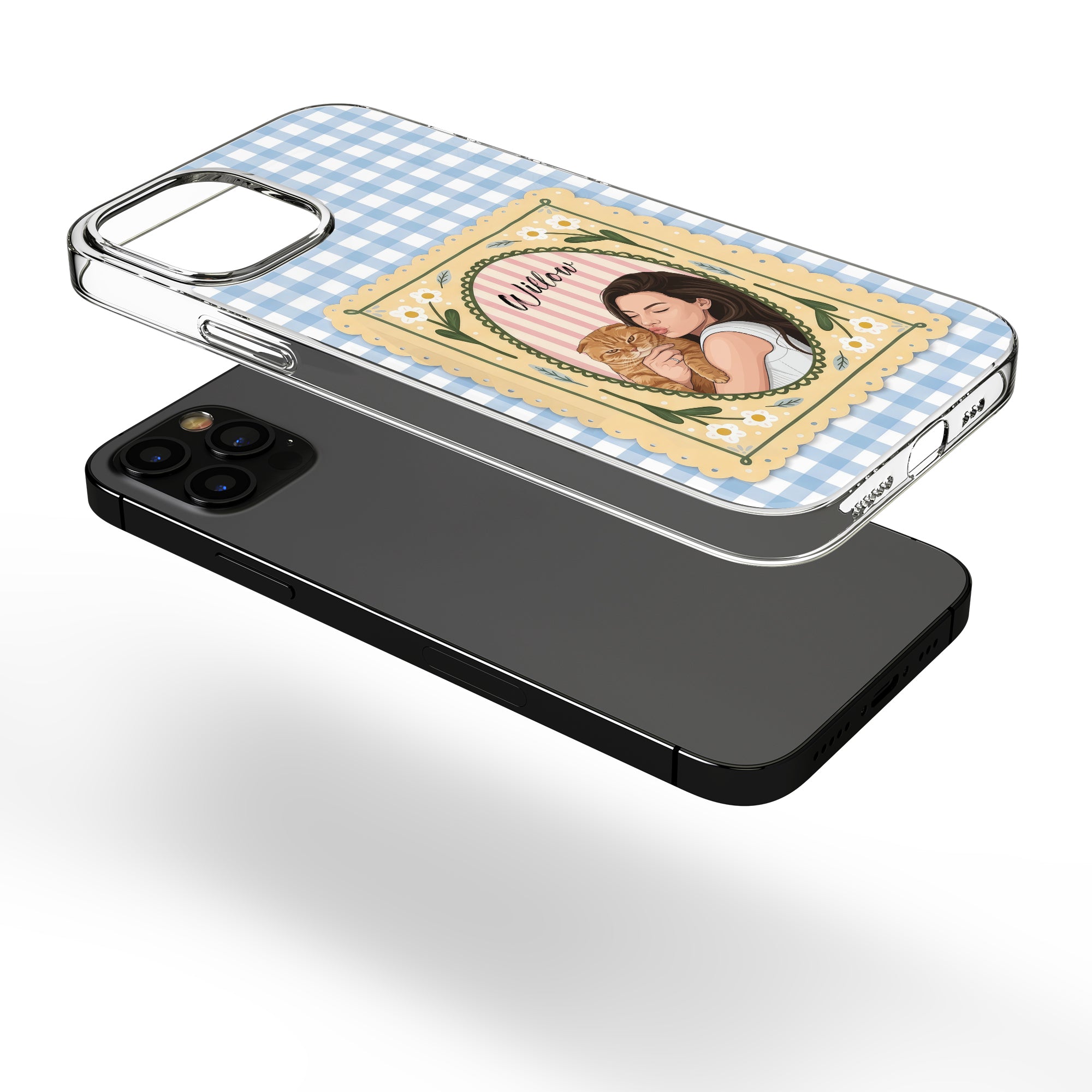 Custom Dog Cat Portrait - Turn Pet Photo Into Art - Retro Frame - Personalized Phone Case