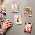 Custom Dog Cat Portrait - Turn Pet Photo Into Art - Vintage Frame - Personalized Magnet