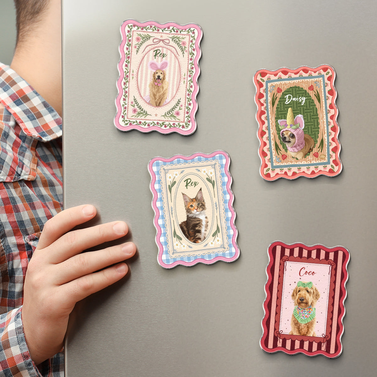 Custom Dog Cat Portrait - Turn Pet Photo Into Art - Vintage Frame - Personalized Magnet