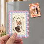 Custom Dog Cat Portrait - Turn Pet Photo Into Art - Vintage Frame - Personalized Magnet