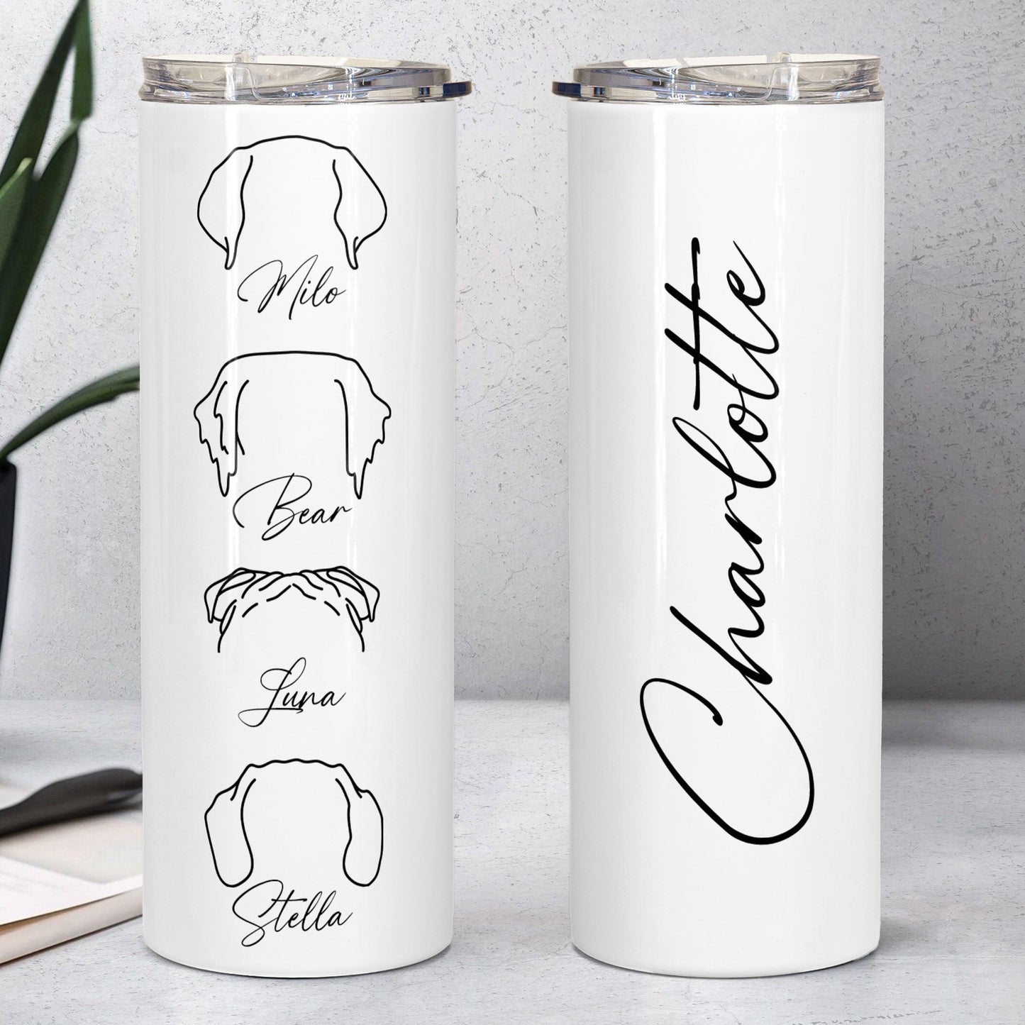 Custom Dog Ears - Personalized Skinny Tumbler