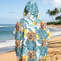 Custom Dog Face, Hawaiin Pattern - Personalized Beach Towel