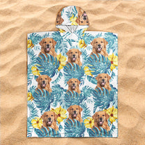 Custom Dog Face, Hawaiin Pattern - Personalized Beach Towel
