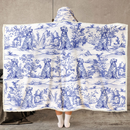 Custom Dog Toile De Jouy French Style - Personalized Wearable Blanket Hoodie