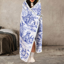 Custom Dog Toile De Jouy French Style - Personalized Wearable Blanket Hoodie