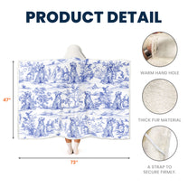 Custom Dog Toile De Jouy French Style - Personalized Wearable Blanket Hoodie