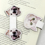 Custom Dog, Cat, Pet Face - Personalized Leather Magnetic Bookmark