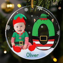 Custom Face Baby Elf Alphabet - Personalized Acrylic Photo Ornament