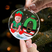 Custom Face Baby Elf Alphabet - Personalized Acrylic Photo Ornament