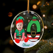 Custom Face Baby Elf Alphabet - Personalized Acrylic Photo Ornament