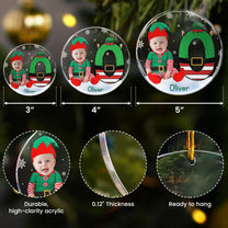 Custom Face Baby Elf Alphabet - Personalized Acrylic Photo Ornament