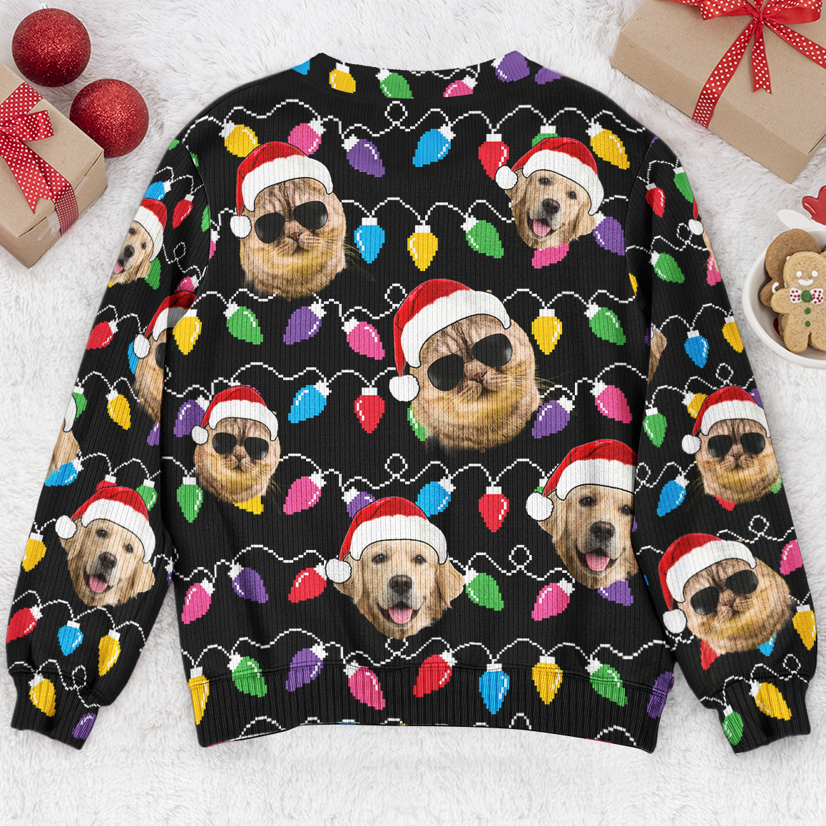 Custom Face Christmas Family Pet Funny Xmas Leds - Personalized Photo Ugly Sweater