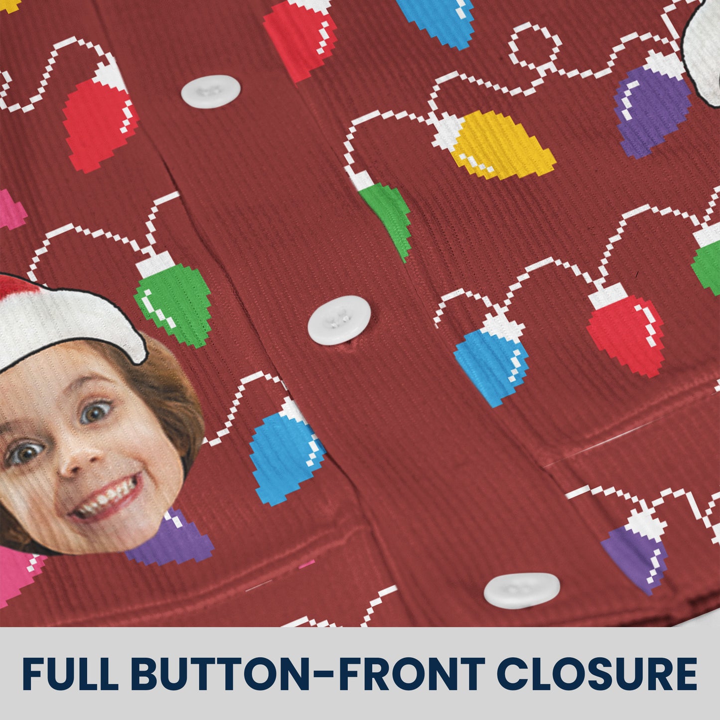 Custom Face Christmas Family Silly Xmas Leds - Personalized Photo Crewneck Cardigan