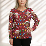 Custom Face Christmas Family Silly Xmas Leds - Personalized Photo Crewneck Cardigan