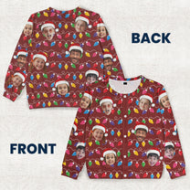 Custom Face Christmas Family Silly Xmas Leds - Personalized Photo Crewneck Cardigan
