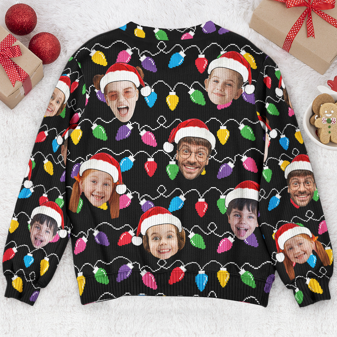 Custom Face Christmas Family Silly Xmas Leds - Personalized Photo Ugly Sweater