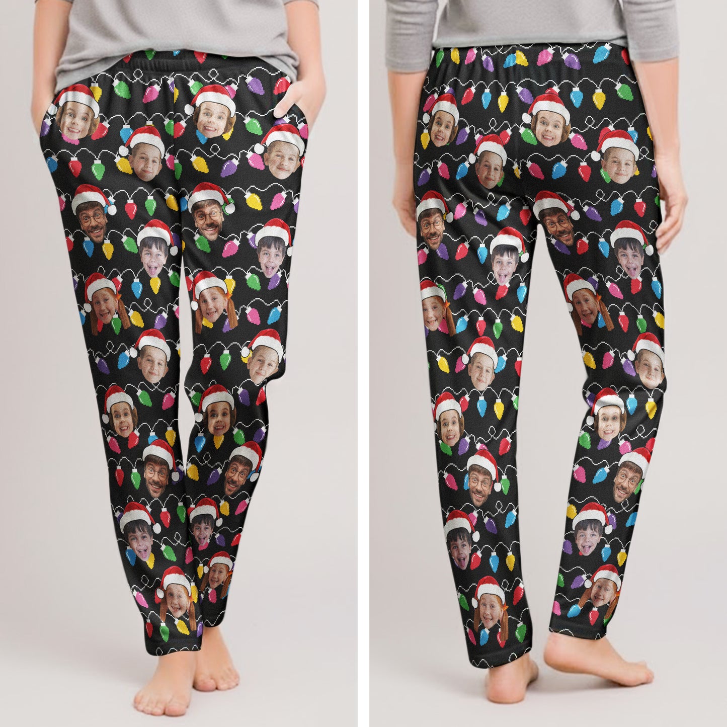 Custom Face Christmas Family Silly Xmas - Personalized Photo Lounge Pants
