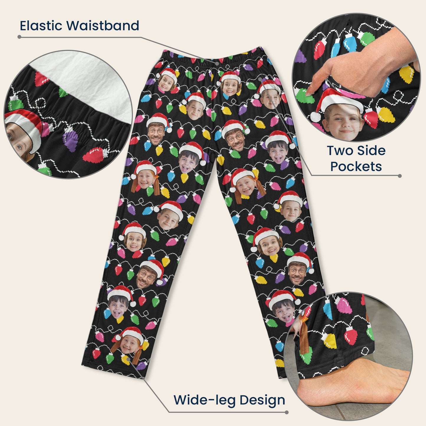 Custom Face Christmas Family Silly Xmas - Personalized Photo Lounge Pants