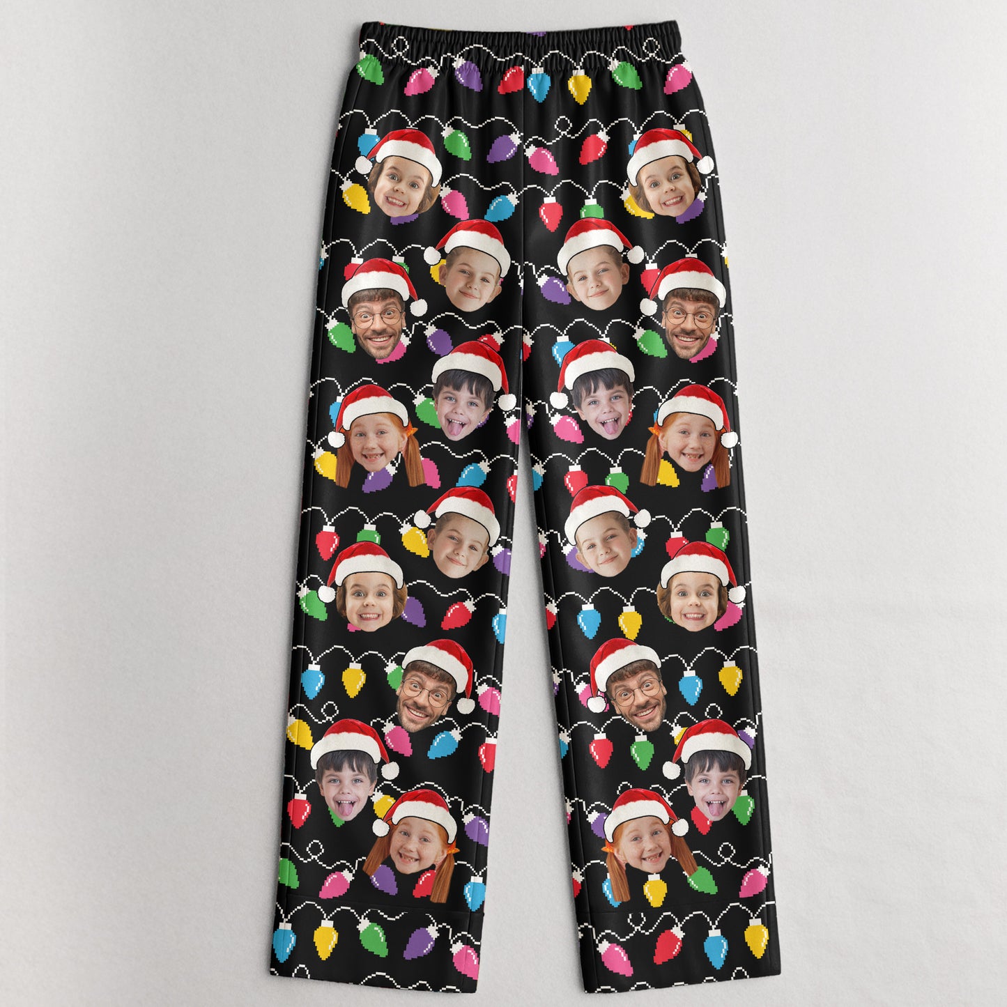 Custom Face Christmas Family Silly Xmas - Personalized Photo Satin Pajama Pants