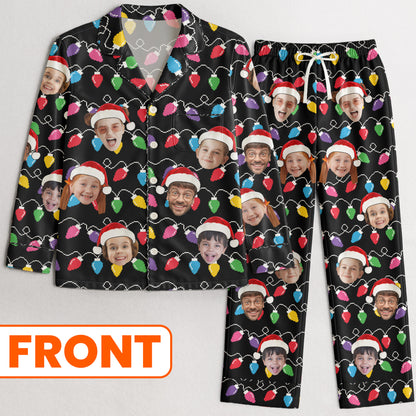 Custom Face Christmas Family Silly Xmas - Personalized Photo Satin Pajama Set