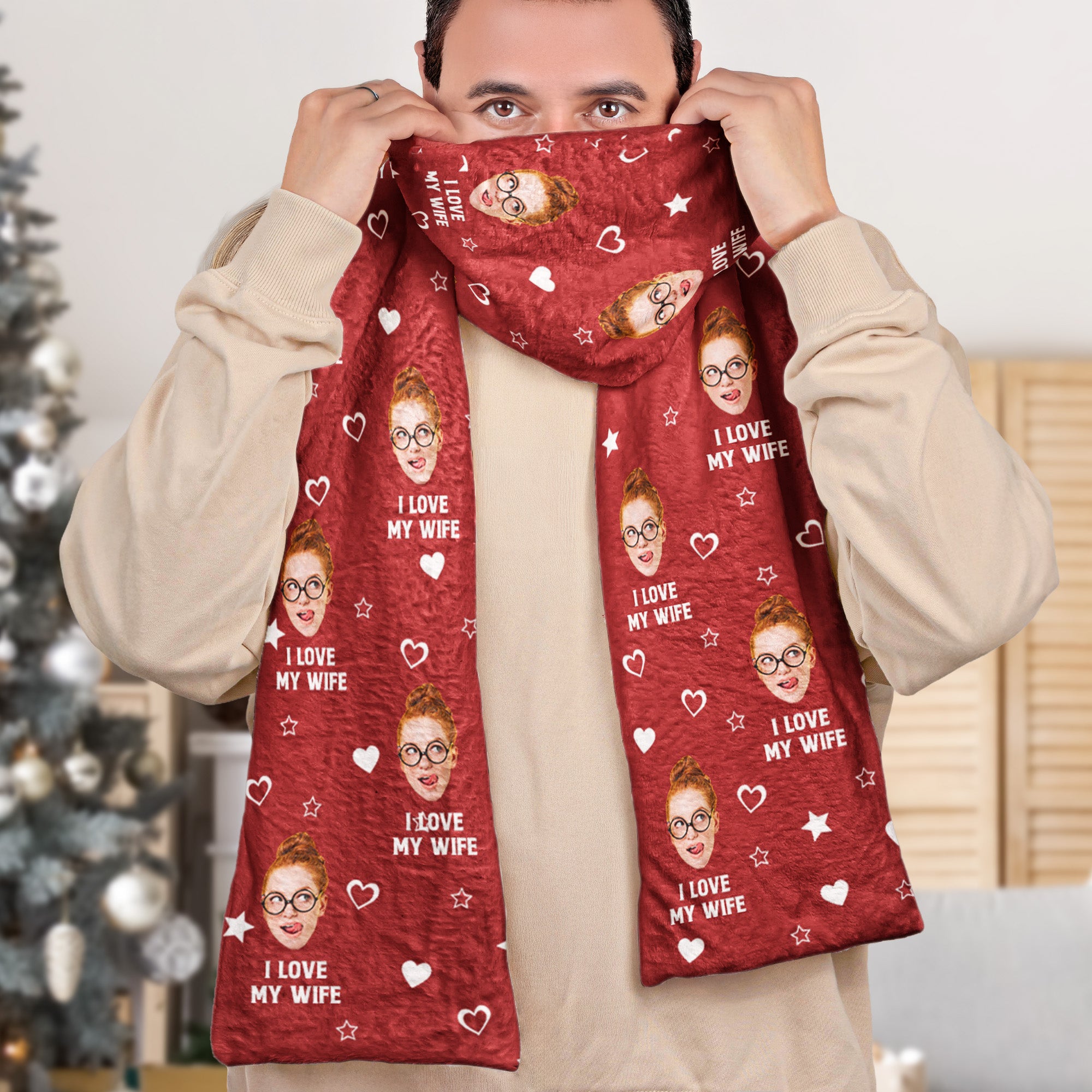 Custom Face For Men Women - Personalized Photo Fleece Scarf
