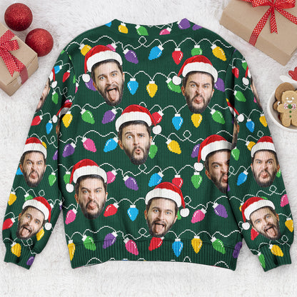 Custom Face Funny Christmas Silly Leds Light For Men - Personalized Photo Ugly Sweater