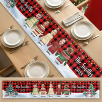 Custom Face Funny Festive Plant Buffalo Plaid - Personalized Photo Table Runner