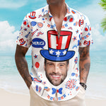 Custom Face Funny Happy 4th Of July - Personalized Photo Hawaiian Shirt - Independence Day Shirt