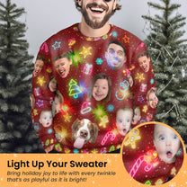 Custom Face Funny Light Up Christmas - Personalized Photo Ugly Sweater