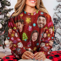 Custom Face Funny Light Up Christmas - Personalized Photo Ugly Sweater