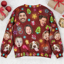 Custom Face Funny Light Up Christmas - Personalized Photo Ugly Sweater